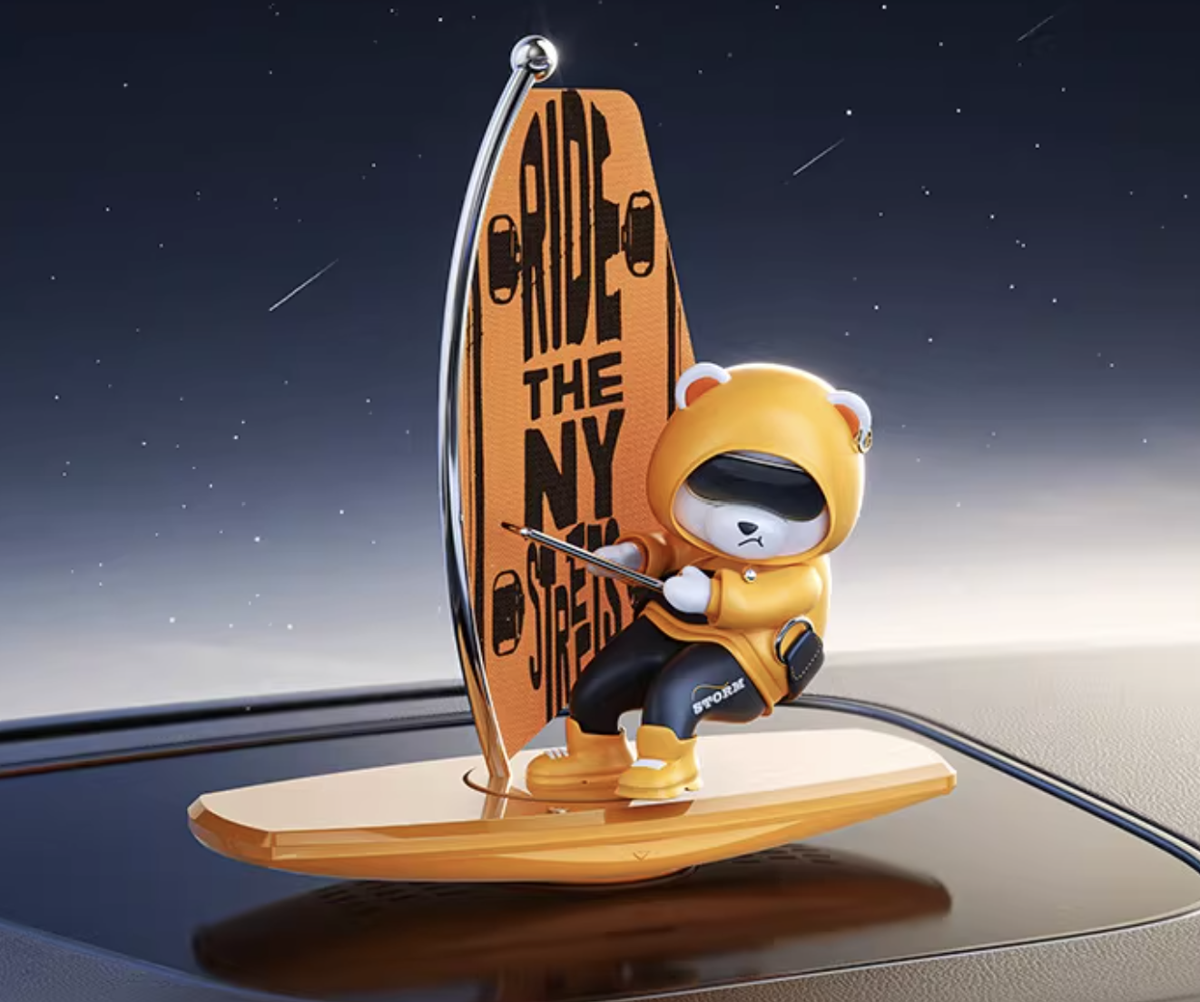 Creative rocking surfing bear car ornament