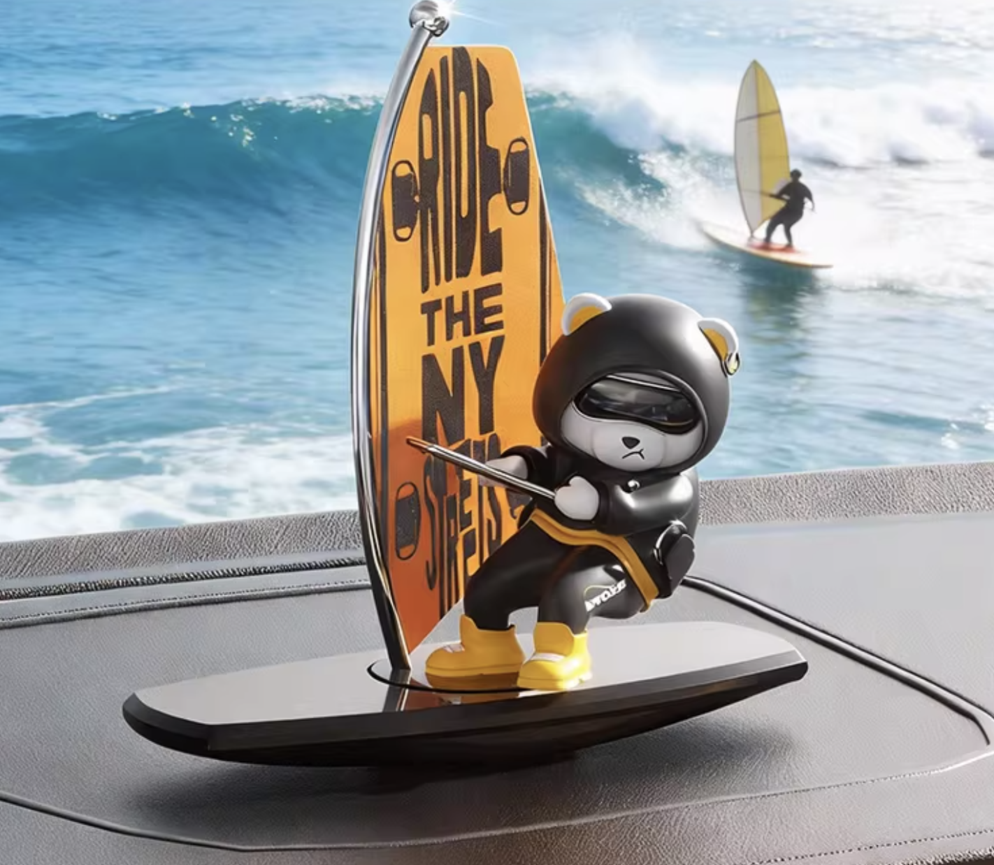 Creative rocking surfing bear car ornament