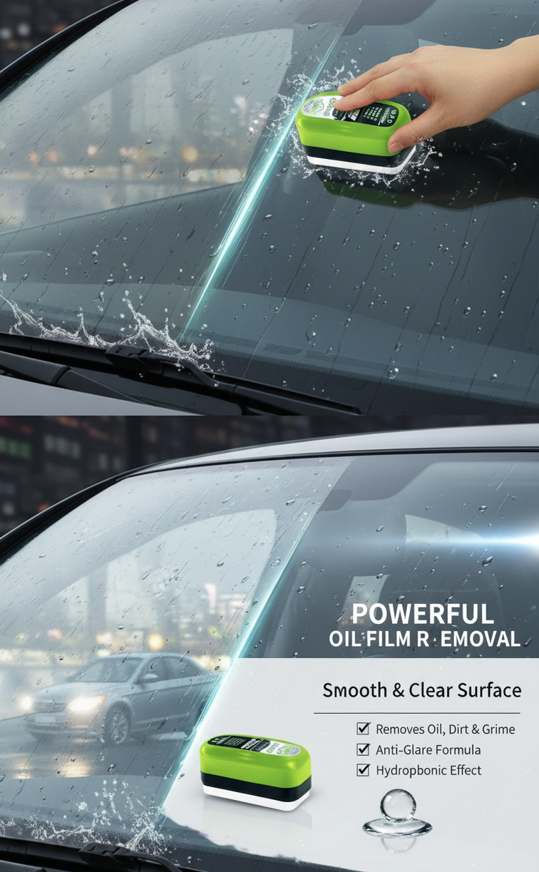 Car glass oil film cleaner