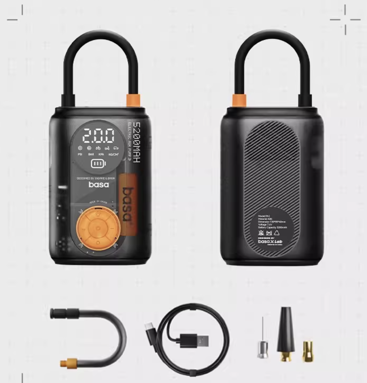 BASA Portable car tire inflator pump